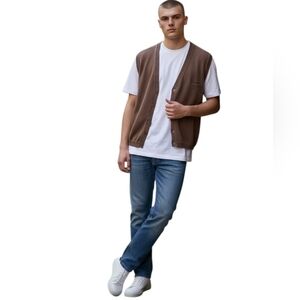 Vintage Breidhof Men's Sweater Vest Wool Blend Brown Size 52 (German Sizing)